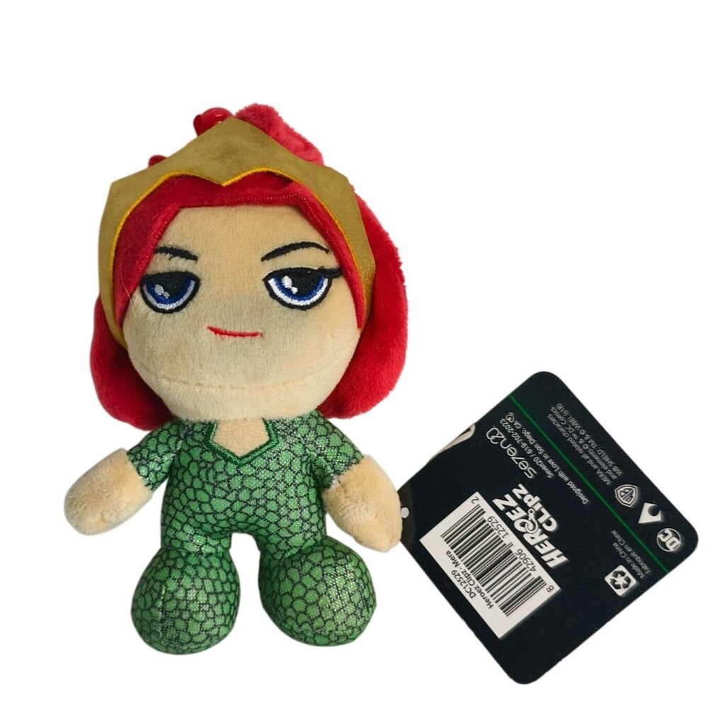 DC Heroez Mera Plush Clips Keychain 5" Backpack Clipz SuperHero DC Comics